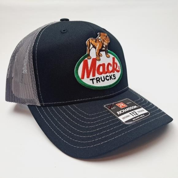 Retro Bulldog Logo MACK Trucks Richardson 112 Trucker Embroidered Patch Hat Cap